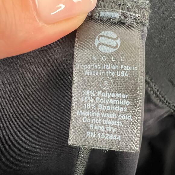 NOLI Black White Floral Green Side Stripe 7/8 Length Leggings Tights Yoga USA S - Picture 6 of 6